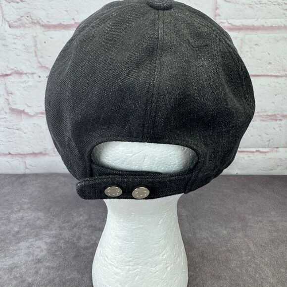 Chanel 22P Black Denim Sequin CC White Logo Baseball Cap Curved Peak Hat - Picture 6 of 13